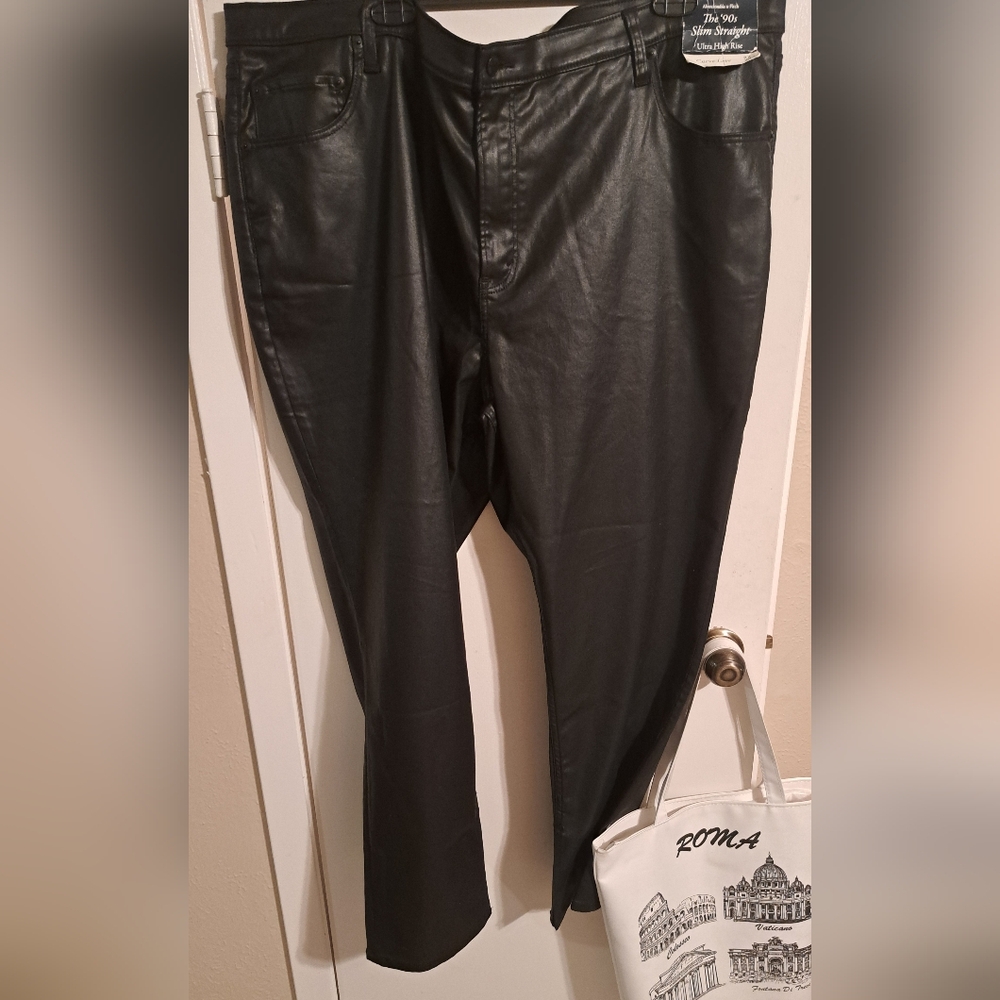 Abercrombie & Fitch  Slim Straight Faux Leather Pants 37 24S NWT - Picture 2 of 6